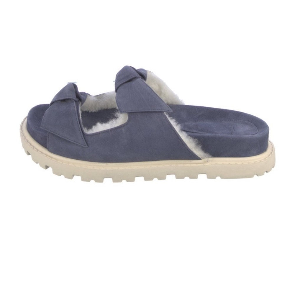 Alexandre Birman Lolita Shearling Lined Slide Sandals Blue Suede Designer NEW - Picture 15 of 16